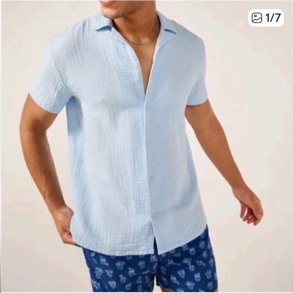 Chubbies Gauze Sunday Camp Shirt Made In The Shade Blue Size Large New With Tags